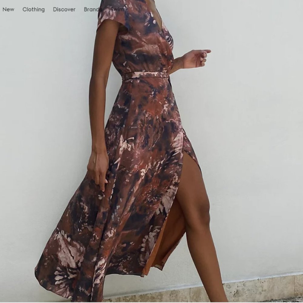 Babaton Slit Wrap Dress, Rust/Vintage in size 4